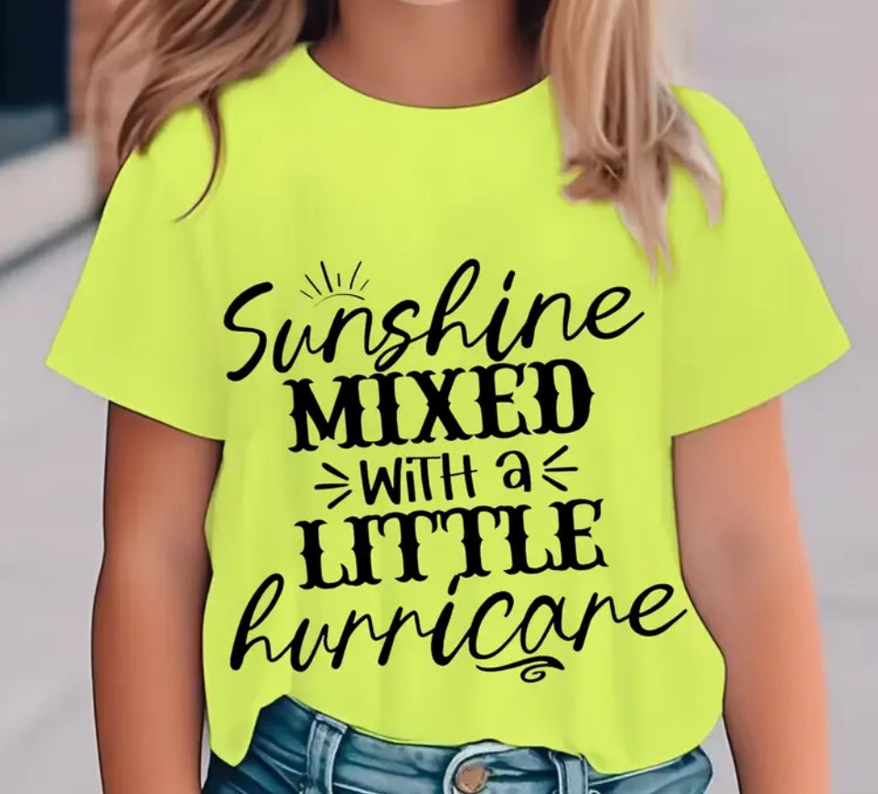 sunshine mixed with a little hurricane kids t shirt