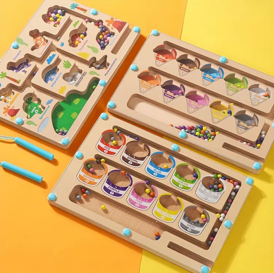 Wooden magnetic sorting game