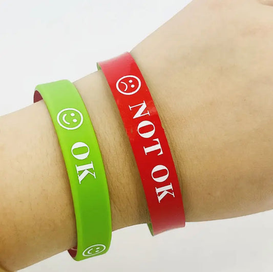 Reversible silicone i’m ok/not ok sports band