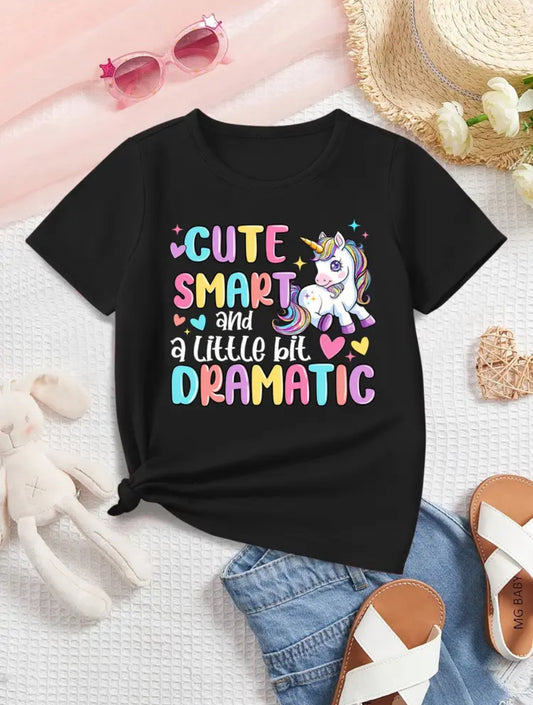 Cute smart & a little bit dramatic kids t shirt