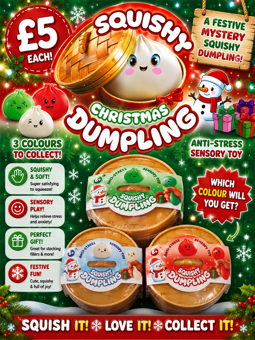Christmas Squishy Dumpling mystery toy,